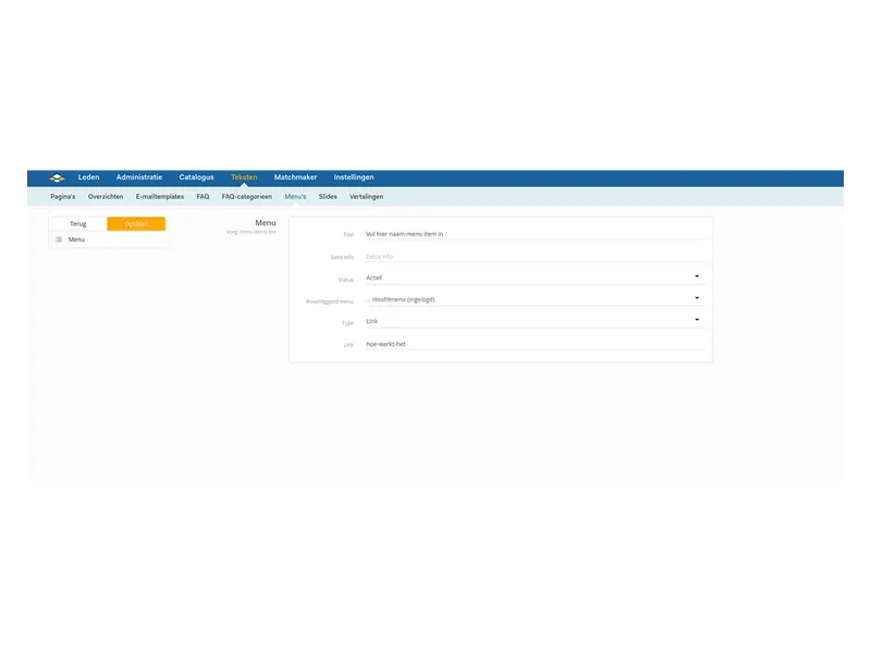 Type menus